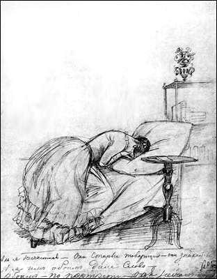 П.А. Федотов. Неосторожная невеста. 1848-1849. Графитный карандаш.
